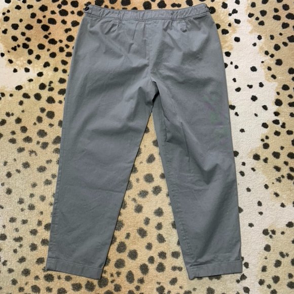 Burberry Gray Cotton Pleated Cropped Pants with Cuff, size 10 - Picture 4 of 4